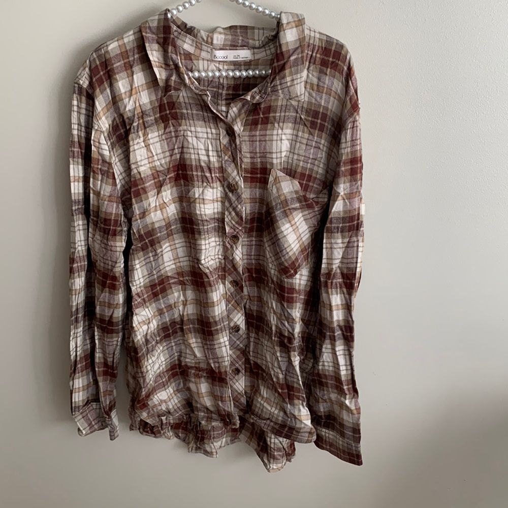 Be Cool Plus Size Plaid Button Down Flannel Shirt 3XL